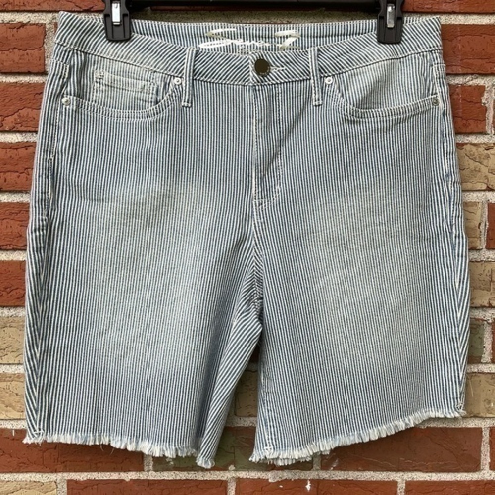 Seven7 Revitalist Blue White Striped Fringed Bermuda Shorts 🩳